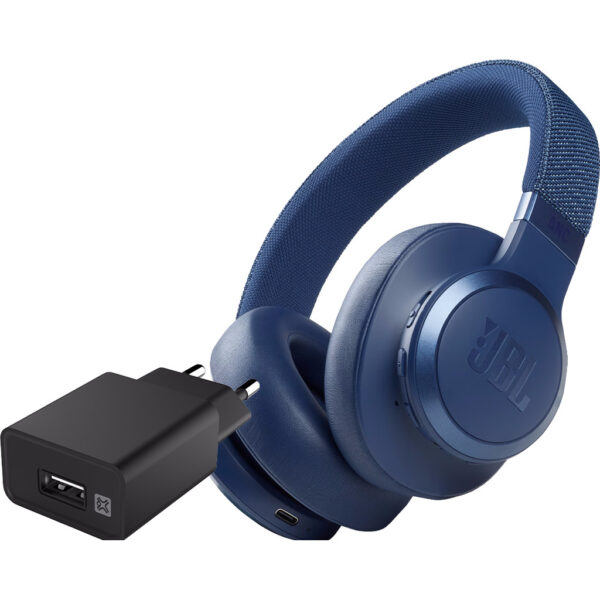 JBL Live 660NC Blauw + XtremeMac Oplader met Usb A Poort 12W